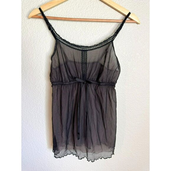 SIMPLY VERA Vera Wang Black Size Large Babydoll Nightie Teddy Bow Sheer - Picture 1 of 13